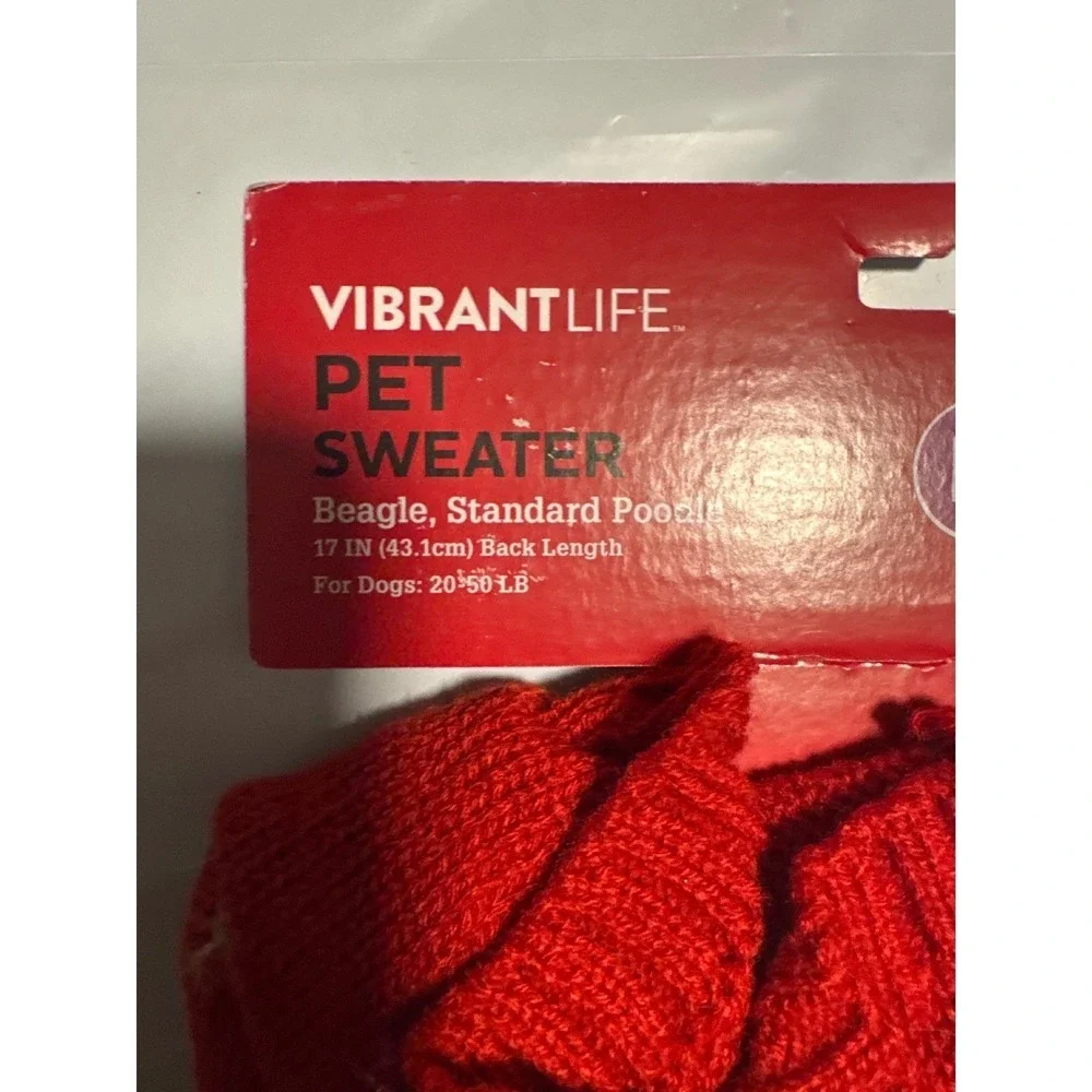 New Vibrant Life Pet Sweater Medium Red Holiday Dog Costume Beagle Poodle